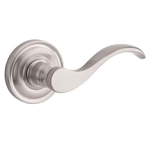 Reserve Curve Satin Nickel Hall/Closet Door Handle with Traditional Round Rose