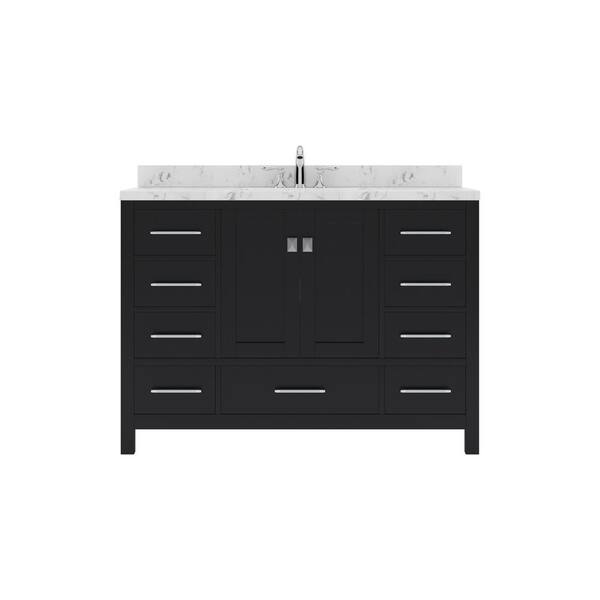 Virtu USA Caroline Avenue 48 in. W x 22 in. D x 35 in. H Single Sink Bath Vanity in Espresso with Quartz Top