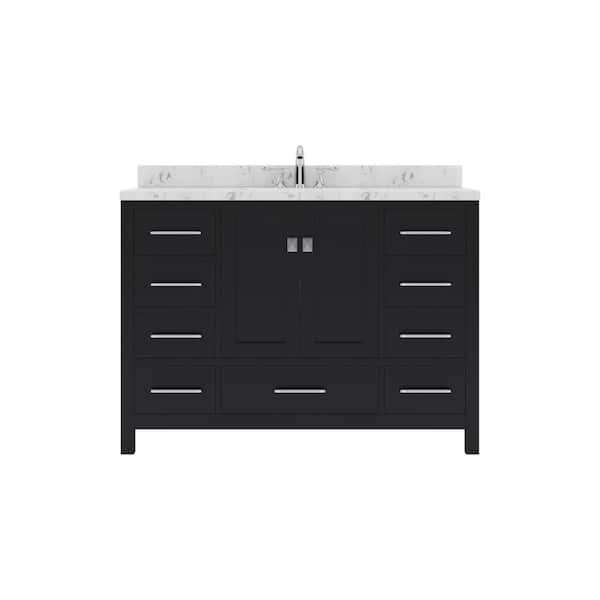 Virtu USA Caroline Avenue 48 in. W x 22 in. D x 35 in. H Single Sink Bath Vanity in Espresso with Quartz Top