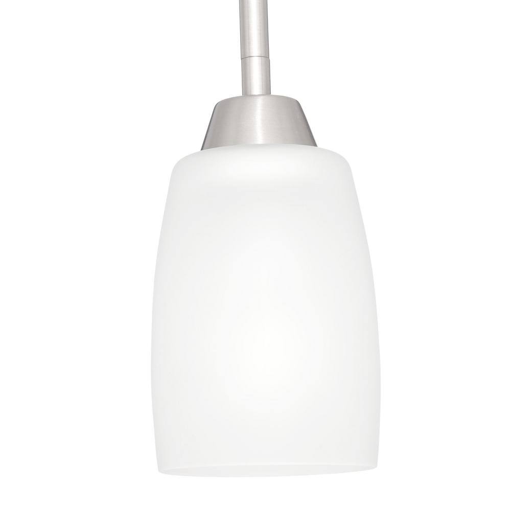 Brushed Nickel Mini Pendant Light with Etched Glass Shade
