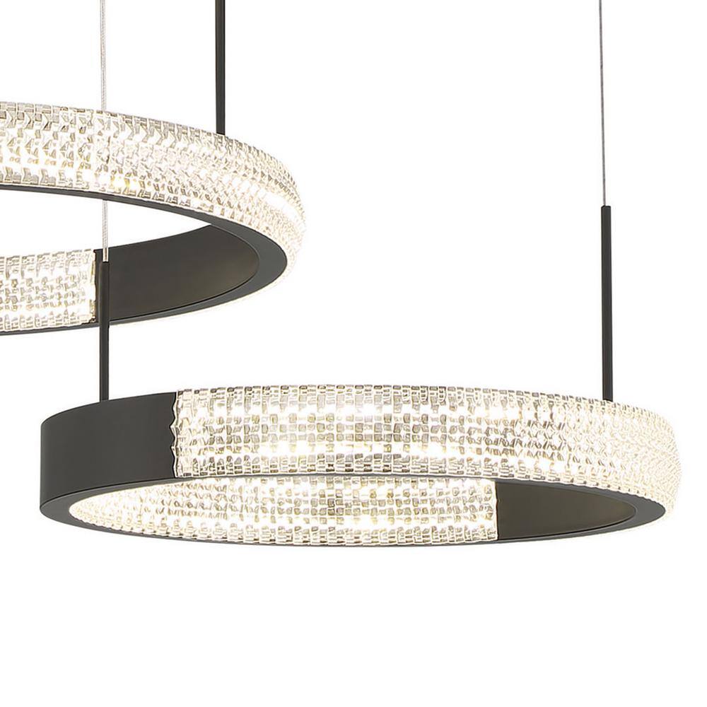 Black Modern 3-Tier LED Chandelier with Adjustable Suspension