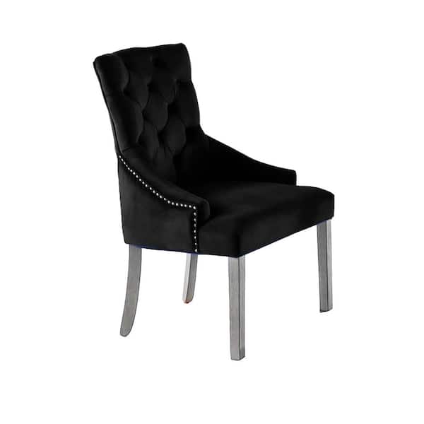 Best Master Furniture Oswald Black Velvet Parsons Chairs (Set of 2)