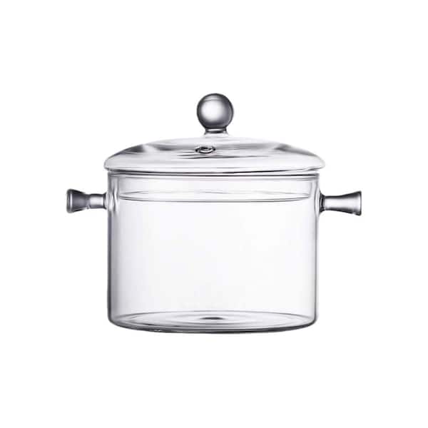 Clear Glass 50 oz. Saucepan with Cover, The Best Handmade Cookware Set Cooktop Safe for Pasta Noodle Soup Milk Baby Food