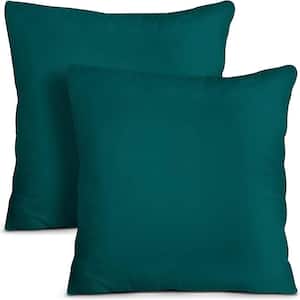 Pillow 18 in. x 18 in. Sunbrella 2-Piece Deep Seating Outdoor Loveseat Cushion Insert Dark Teal