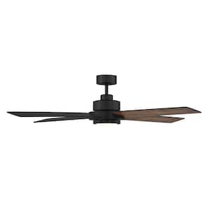 56 in. Integrated LED Indoor Matte Black Ceiling Fan with Remote Control