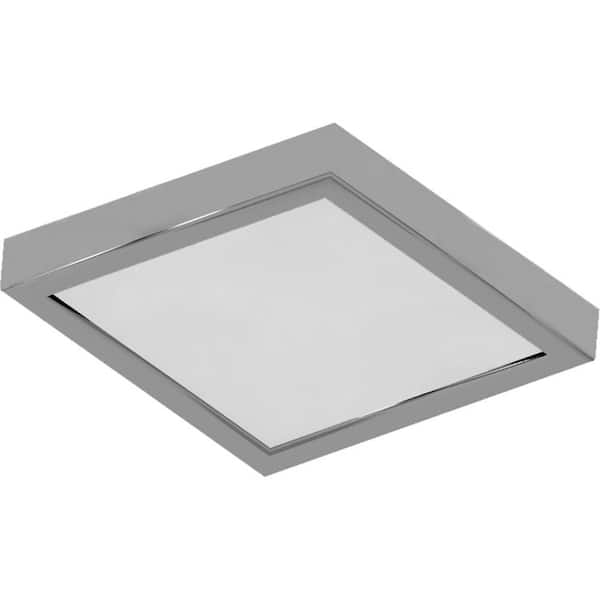 Volume Lighting 10 in. 1-Light Brushed Nickel LED Indoor Mini Square Ceiling Flush Mount/Wall Mount Sconce Light with White Square Lens