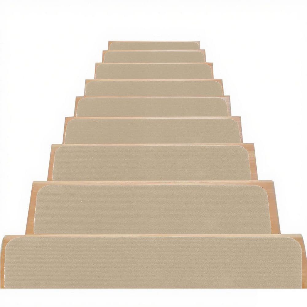 Self-Adhesive Non-Slip Dark Beige 8 in. x 30 in. Polyester TPR Backing Indoor Outdoor Stair Tread Cover (Set of 4) price history on PriceWatchPro