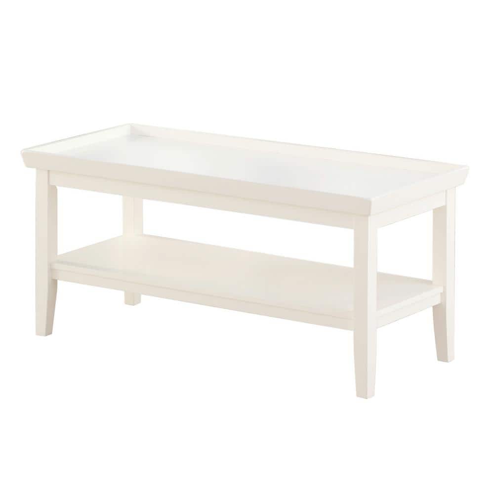 Convenience Concepts Ledgewood 42 in. White 20 in. H Rectangle Wood Coffee  Table with Shelf V2-121 The Home Depot