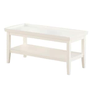 Ledgewood 42 in. White 20 in. H Rectangle Wood Coffee Table with Shelf