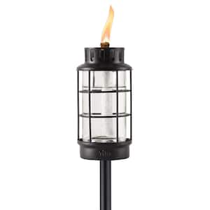 65 in. Easy Install Torch Metal Lantern Black