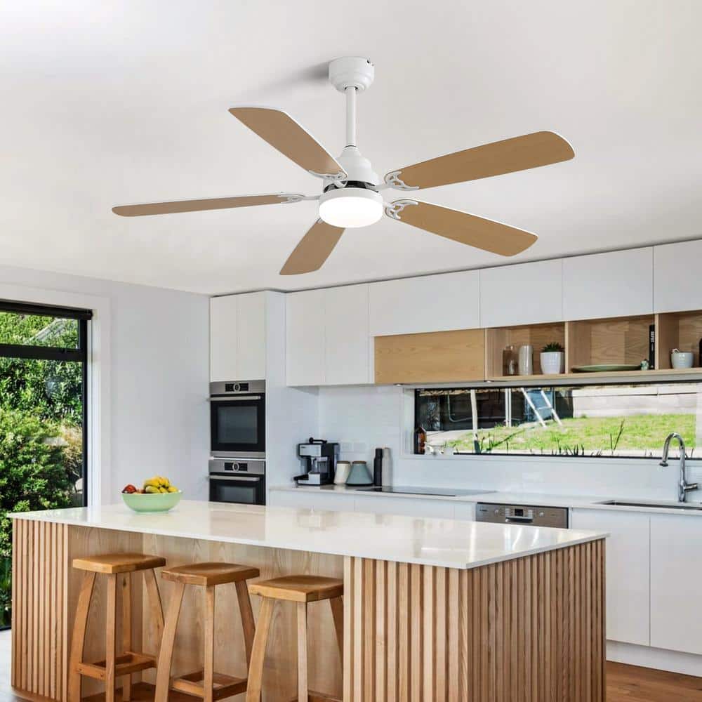 White 52-Inch Ceiling Fan with LED Light and Remote