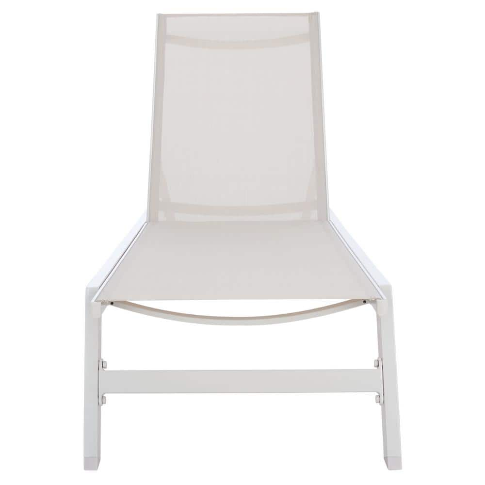 SAFAVIEH Outdoor Collection Fionne Chaise Sunlounger Silver / Beige