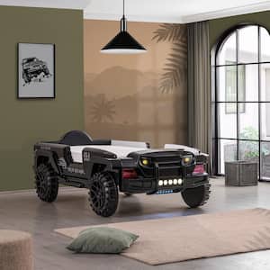 Kaylo Black Twin Novelty 4x4 Offroad Car Platform Bed With LED Lights
