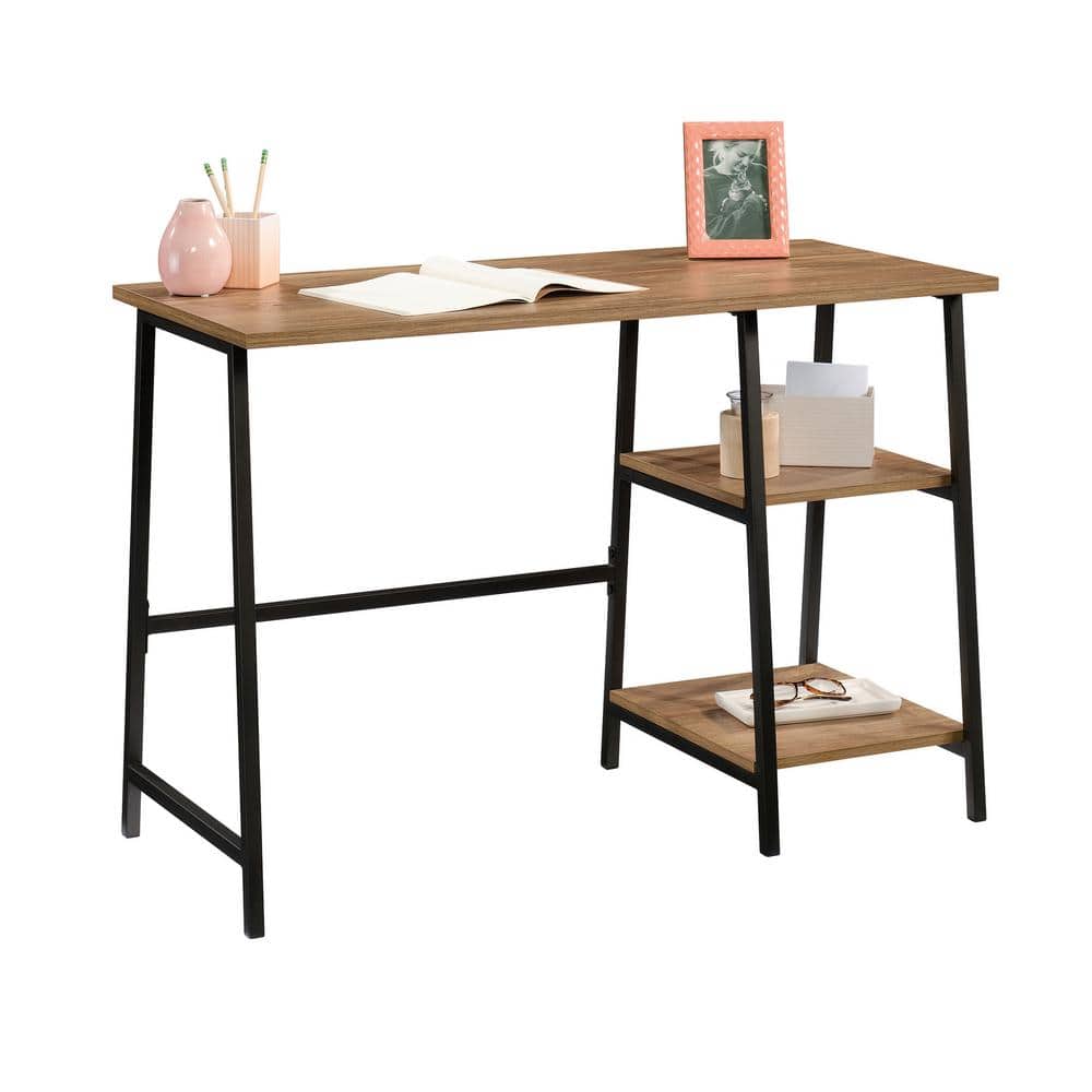 Sindoori Mango and Black Wood Desk with Shelves