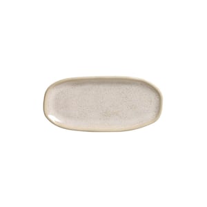 6.49 in. Latte Beige Stoneware Shallow Oval Platter Organic (Set of 4)