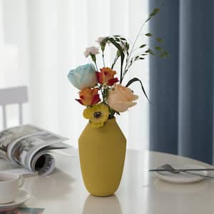 8 in. H Yellow Decorative Ceramic Jug Vase, Modern Style Centerpiece Table Vase