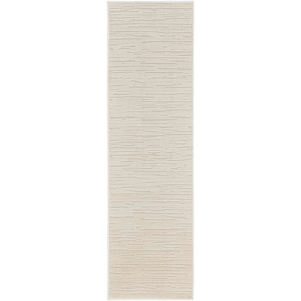 Nourison Casual Beige 2 ft. x 6 ft. Abstract Contemporary Runner Area Rug