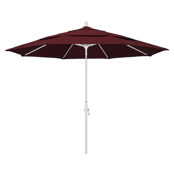 California Umbrella 11 ft. Aluminum Collar Tilt Double Vented Patio Umbrella in Burgundy Pacifica