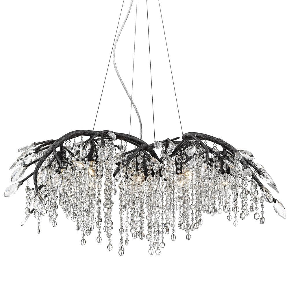 Black Crystal Candle 12-Light Chandelier