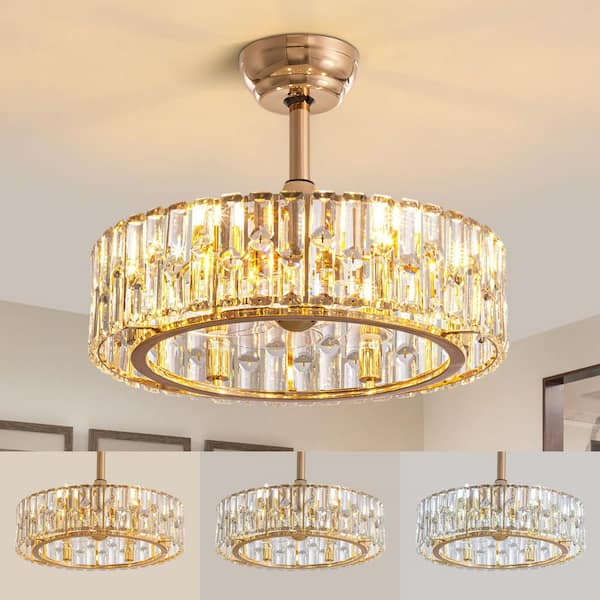 19.6 in. Indoor 6-Light Modern Gold Bladeless Ceiling Fan with Lights Reversible Rotation and Remote Control