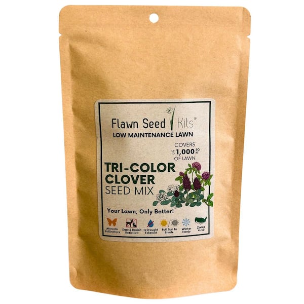 Tri-Color Lawn Flower Seed, Crimson, Medium Red and Dutch White Clovers, Kraft Pouch, Covers Up to 1,000 Sq. ft.