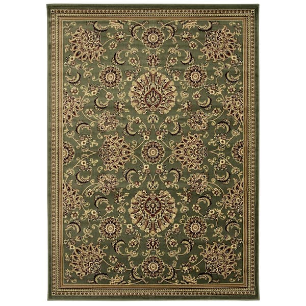 Unbranded Castello Sage 3 ft. x 5 ft. Traditional Floral Scroll Area Rug