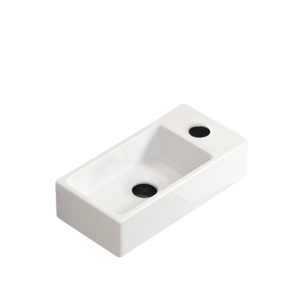 Avex Ceramic 14.17 in. Rectangular Bathroom Vessel Sink Right Hand in White without Tap and Drain price history on PriceWatchPro