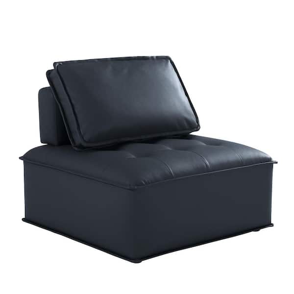 Unbranded 33.9 in. Navy Lounge Chair with Wood Legs
