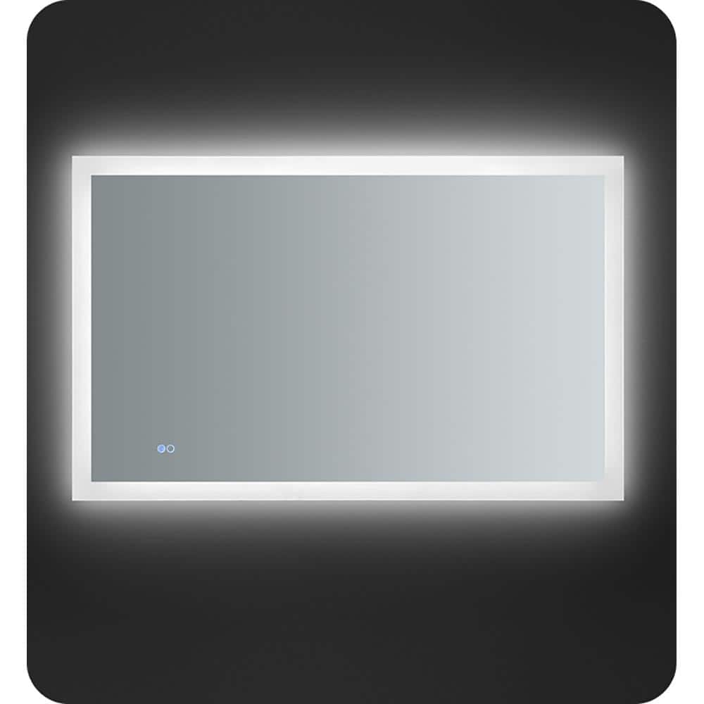 Sleek 48"x30" Frameless Rectangular Vanity Mirror with LED & Fog-Free Technology