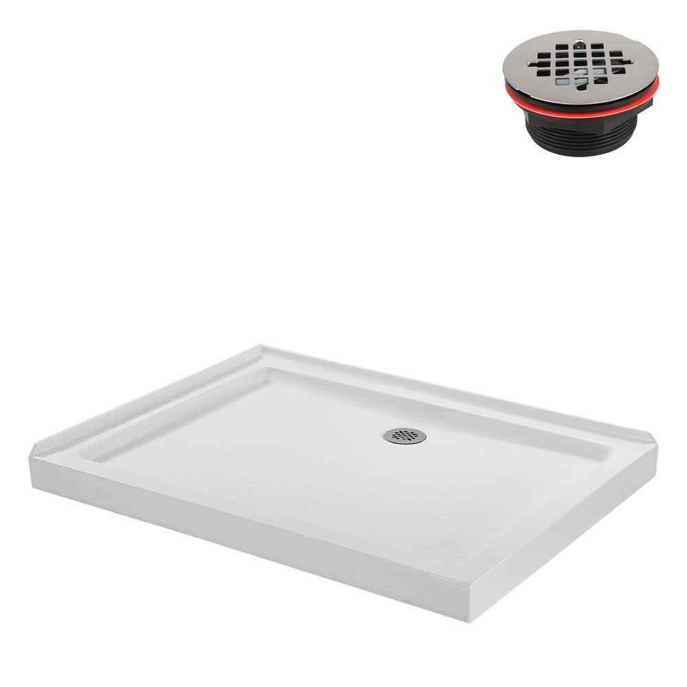 48'' White Acrylic Rectangular Corner Shower Base with Right Drain