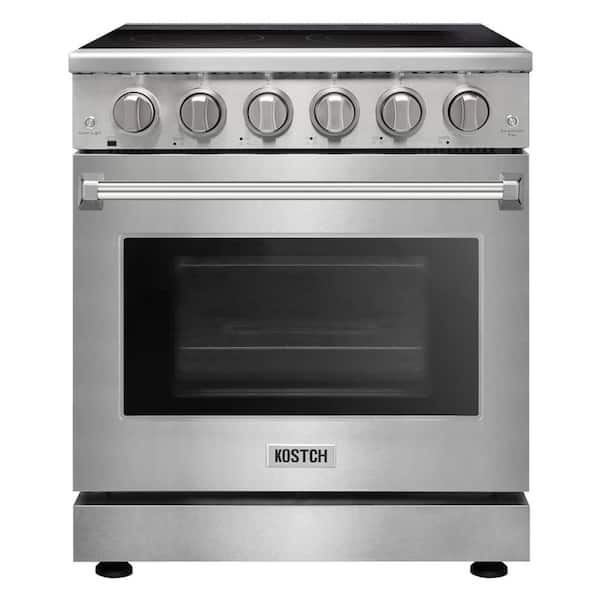30 in. 5 Burner Elements Freestanding Electric Range in Stainless Steel with 4.55 cu. ft. True Convection