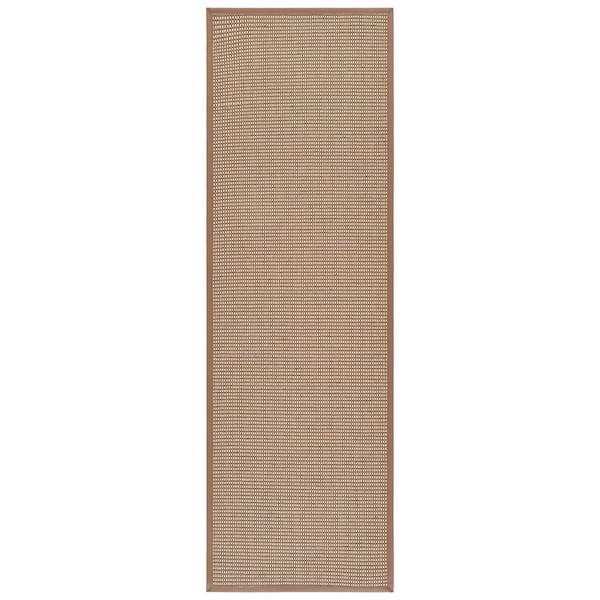 Napa Fau x Sisal 100 3 ft. x 8 ft. Marble/Brown Geometric Runner Rug