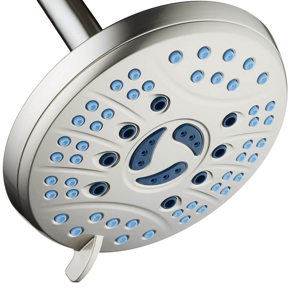 6-Spray Patterns 2.5 GPM Floe Rate 6 in. Dia Anti-Microbial Wall Mount Rain