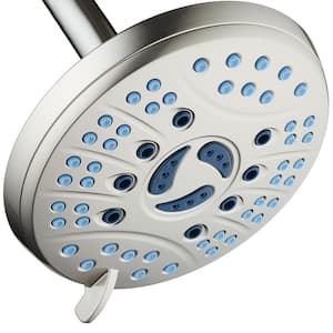6-Spray Patterns 2.5 GPM Floe Rate 6 in. Dia Anti-Microbial Wall Mount Rainfall Fixed ShowerHead in Brushed Nickel