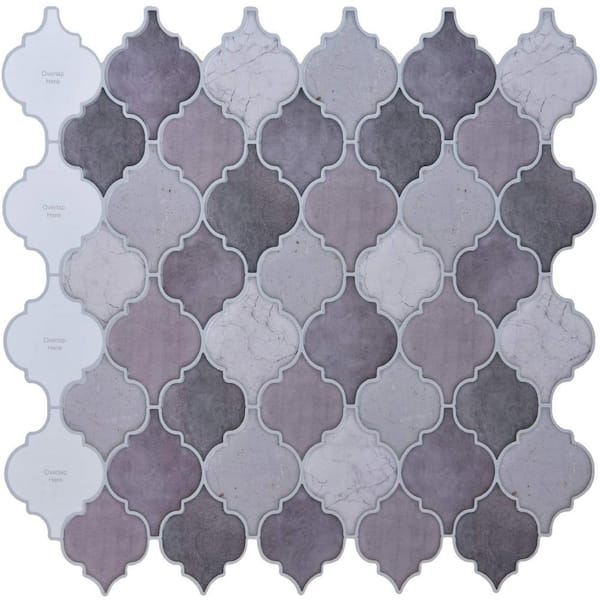 Arabesque 12 in. x 12 in. Vinyl Peel and Stick Backsplash in Purple Fo