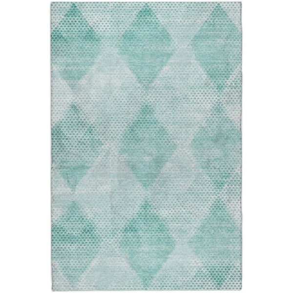 Dream Shag Premium Machine Washable Abstract ADS539 Teal 10 ft. x 14 ft. Area Rug