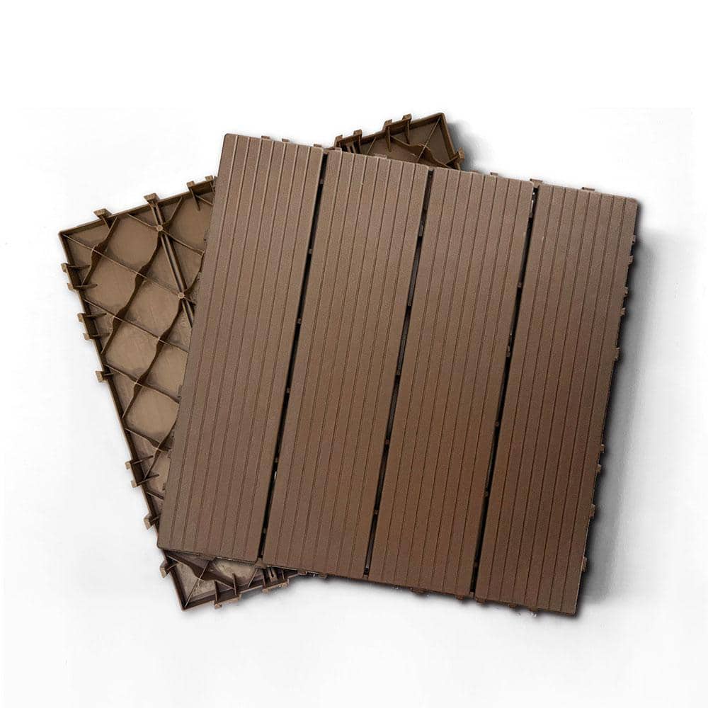 1 ft. x 1 ft. Plastic Composite Deck Tile Set, All-Weather Easy to DIY and Maintain, Light Coffee (35-Pack) price history on PriceWatchPro