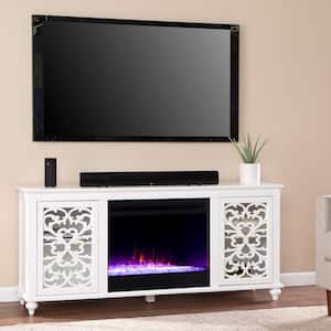 Morine 58 in. Color Changing Electric Fireplace in White