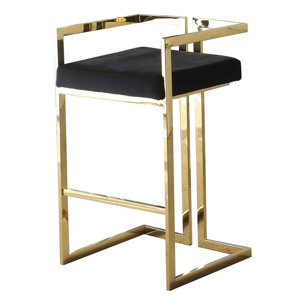 Best Master Furniture Luxe 31 In. H Black Gold Stainless Steel Low Back 