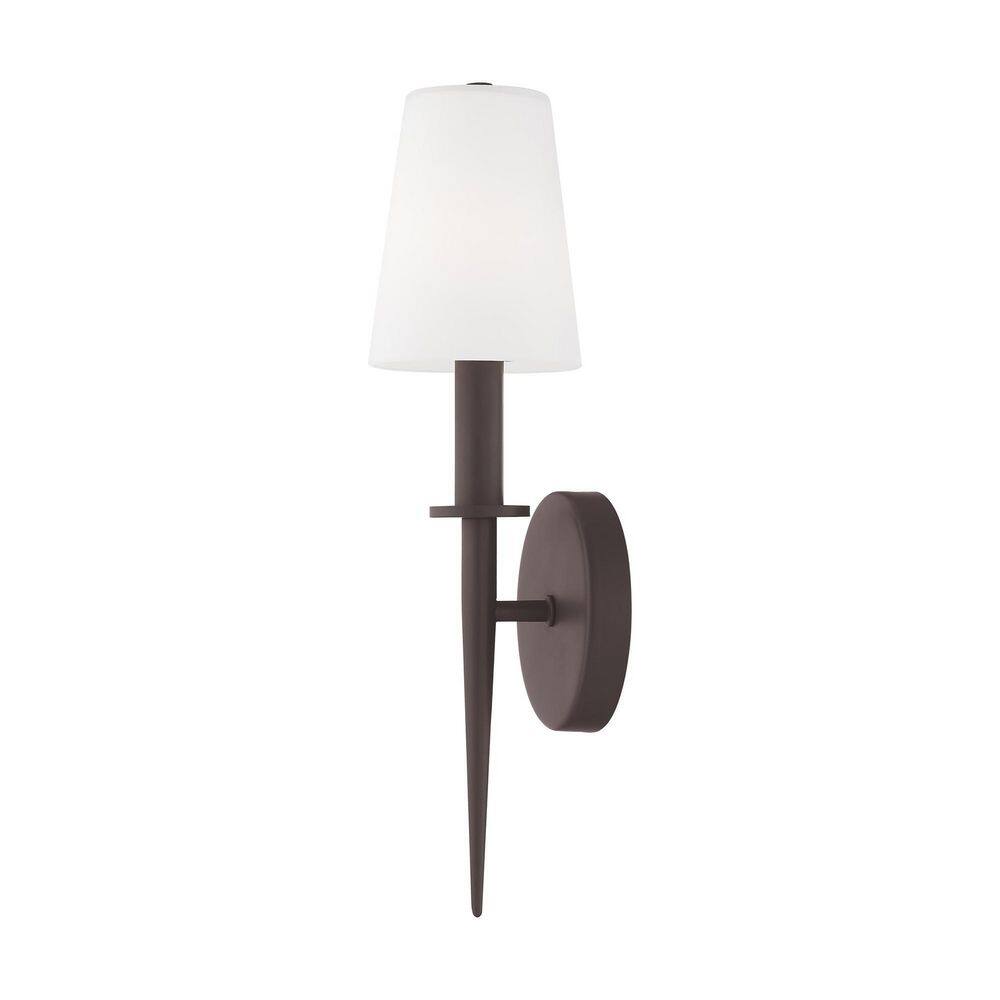 Bronze Direct Wired Electric Sconce with Opal White Glass Shade
