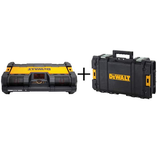 DEWALT TOUGHSYSTEM 14.5 in. Portable and Stackable Radio/Digital Music Player w/Bluetooth, Battery Charger, and 22 in. Tool Box
