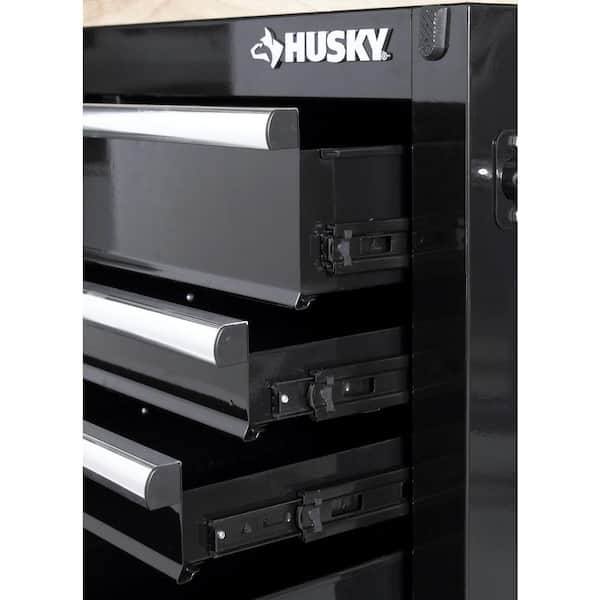Husky - 52 in. 10-Drawer Mobile Workbench with Adjustable-Height Top, Black