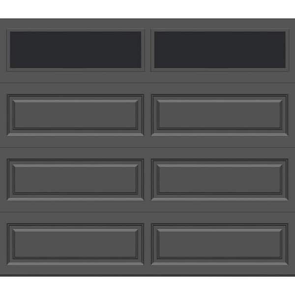Classic Steel Long Panel 9 ft. x 7 ft. Insulated 12.9 R-Value Charcoal Garage Door with windows