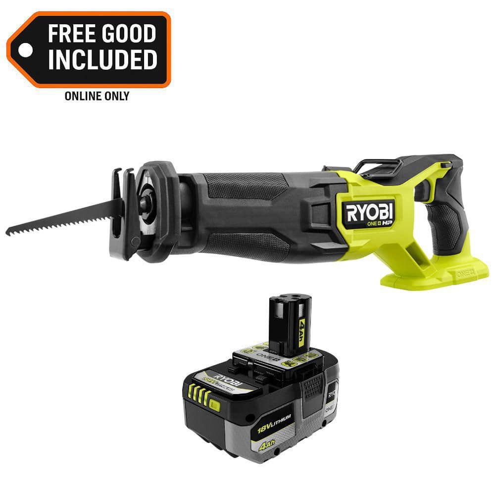 RYOBI ONE+ HP 18V Brushless Cordless Reciprocating Saw with ONE+ 18V 4.0 Ah Battery (PBLRS02PBP004)