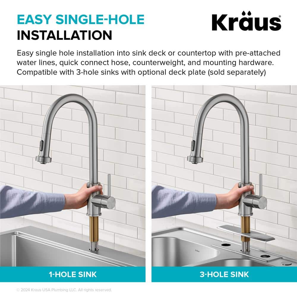 Stainless Steel Single Handle Pull Down Kitchen Faucet with Spray