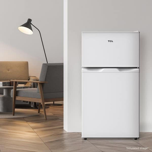 TCL 3.1 cu. ft. 2-Door Mini Refrigerator in White with Top Freezer