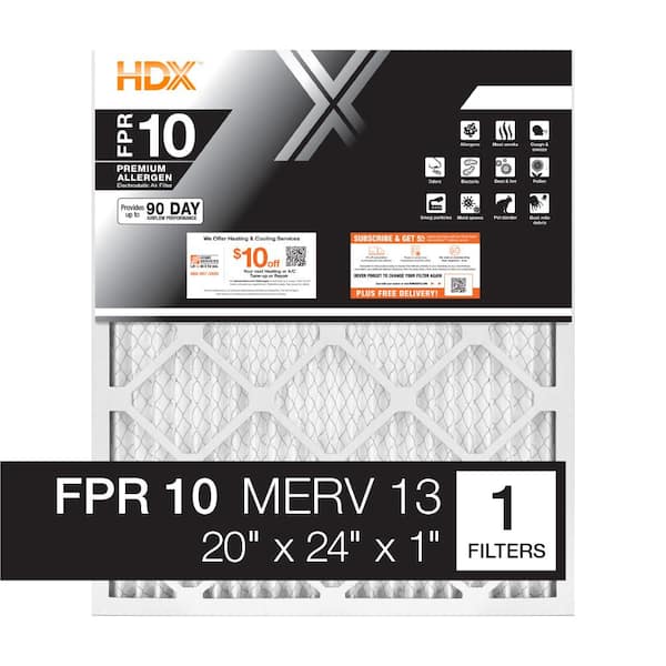 HDX 20 in. x 24 in. x 1 in. Premium Pleated Air Filter FPR 10, MERV 13