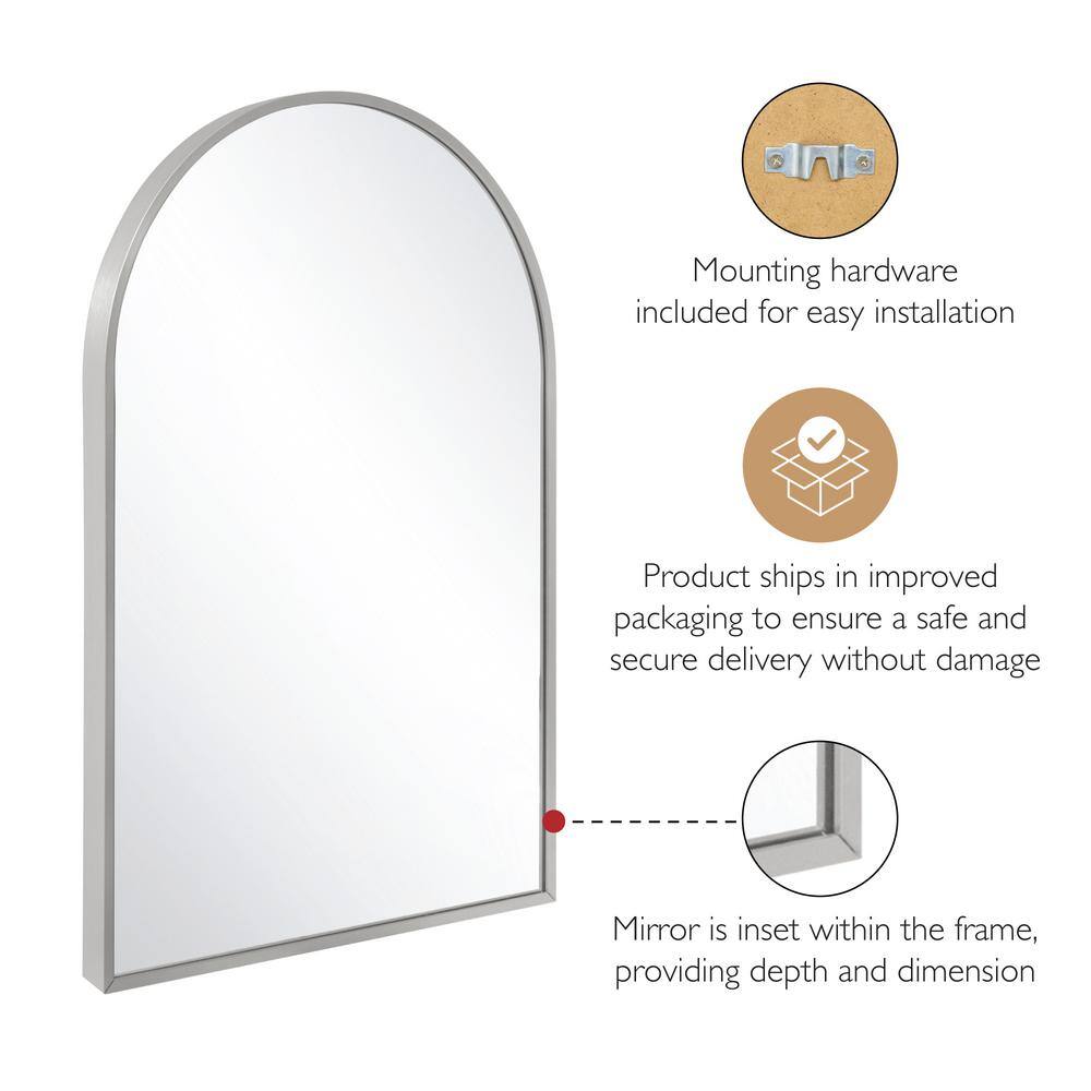 Maeve 36" x 24" Silver Arched Wall Mirror with Metal Frame