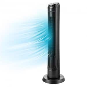 40 In. 4 Fan Speeds 3 Wind Modes Tower Fan in Black with Remote 75˚ Oscillating