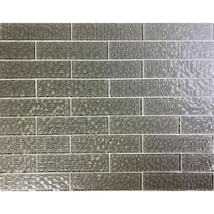 Coastal Style Glossy Pebble Gray Subway 2 in. x 8 in. Textured Glass Wall Tile (0.111 sq.ft/Piece)